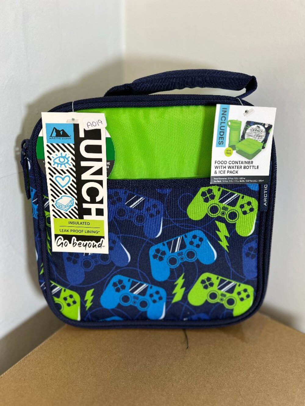 Arctic Zone Video Game Lunch Box Set Food Container Ice Pack Bottle Blue Green